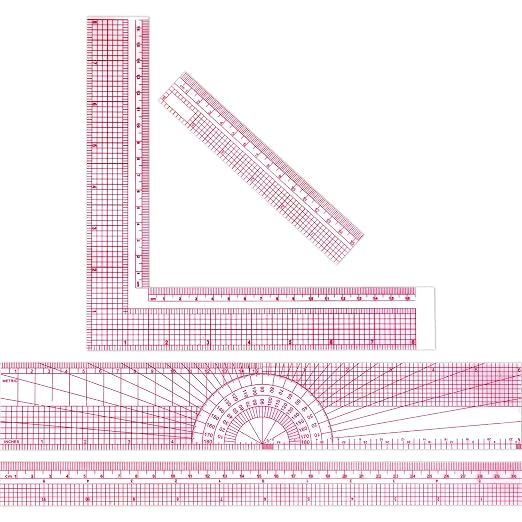 Pelopy 4 Pieces Clear Sewing Ruler Plastic Grid Transparent Ruler Plastic by Unknown