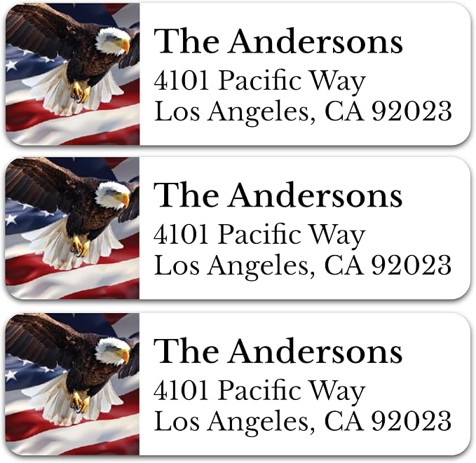 Personalized Patriotic Return Address Labels, Self-Adhesive Address Stickers on by BunnyBadges