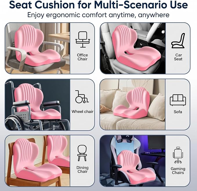 Ergonomic Lumbar & Seat Support Cushion, 2-in-1 Memory Foam Cushion - Image 7