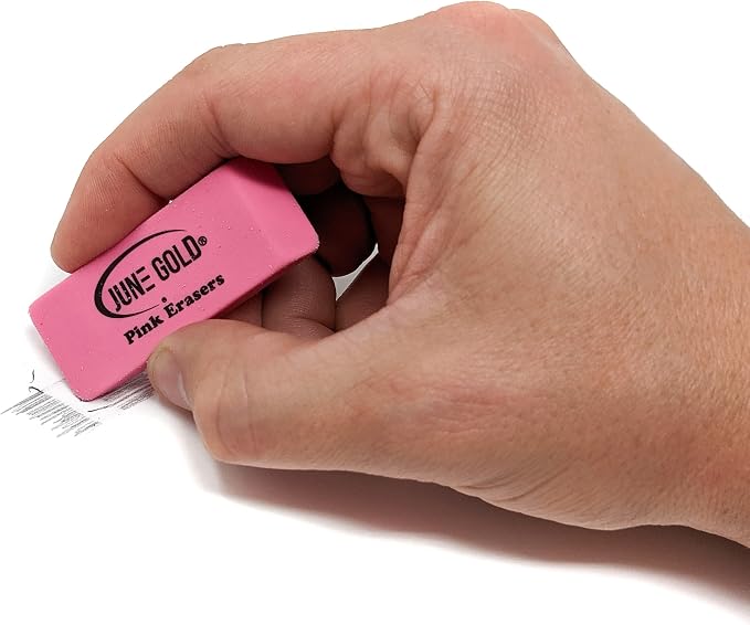 June Gold 16 Pink Rubber Erasers - Image 2