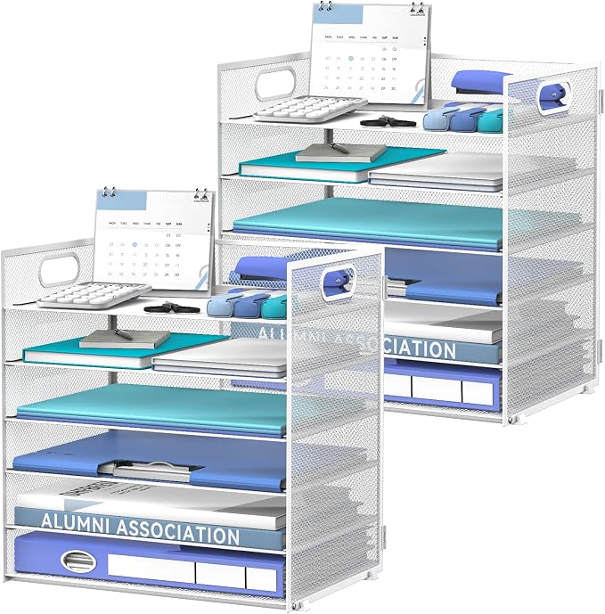 Daltack 6 Tier Paper Organizer for Desk, Paper Letter Tray Organizer for Desks by DALTACK