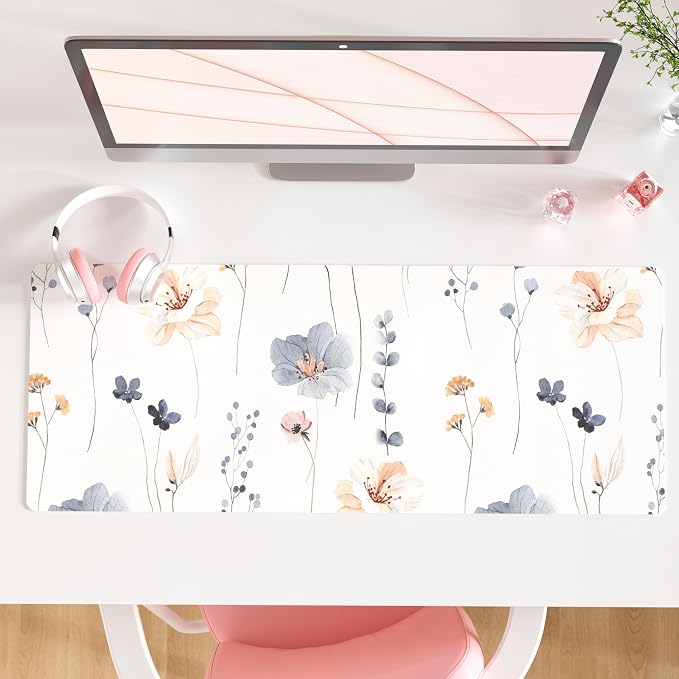 QIYI Large Mouse Pad, Floral Desk Mat by QIYI