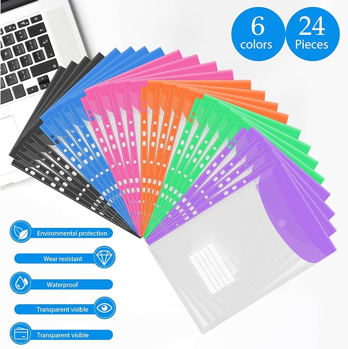 24 Pack Binder Folders with Pockets 11 Holes Expandable Dividers - Image 8