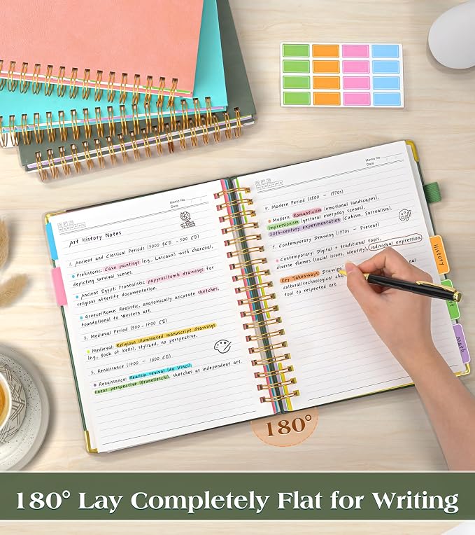 Spiral Notebook Journal with Removable Dividers Tabs, 300 Pages Hardcover - Image 6
