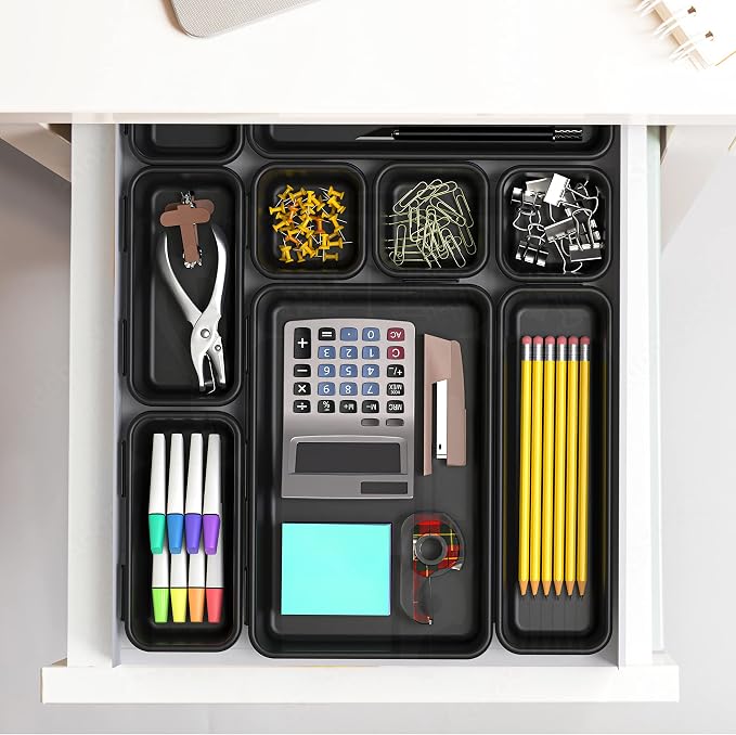 Simple Houseware Interlocking Desk Drawer Bins Organizer, 10 Packs - Image 2