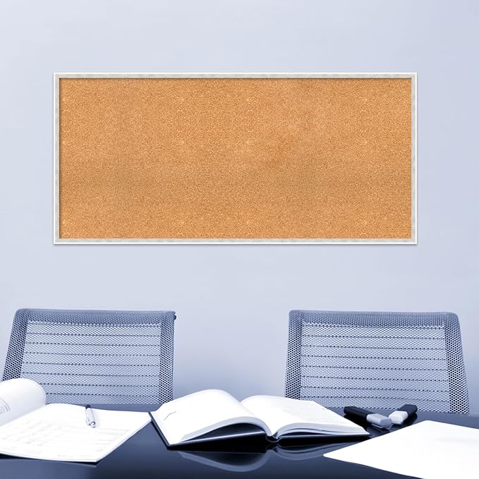 Amanti Art Natural Cork Board for Wall, 25x53 Vision Board with White Frame, Oversize Corkboard Office Decor for Home Organization, Modern Corkboard Pinboard to Display Items for Home Organization in-DeskLoop Office