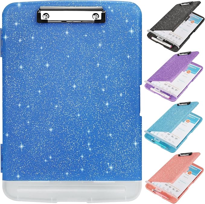 Glitter Clipboard with Storage, Storage Clipboard with Pen Holder, A4 Binder by SFLHHDM