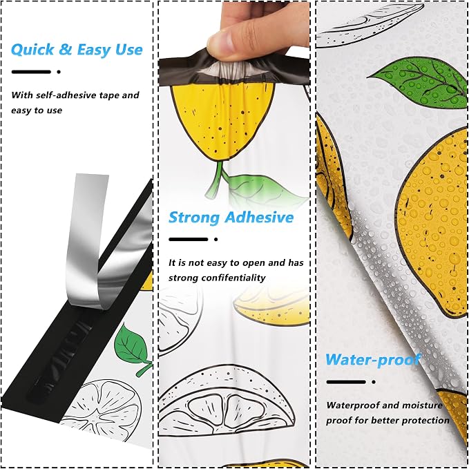 Lemon Printed Poly Mailer 6x9 Inch 100 Pcs, Waterproof and Tear-Resistant - Image 3