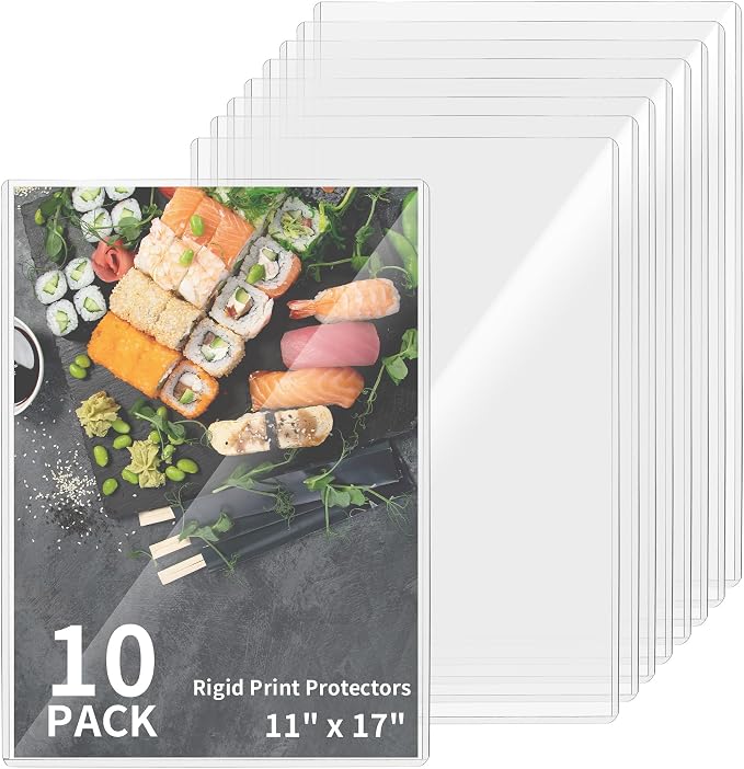 10 Pack 11" x17" Hard Plastics Sheet Protector, Rigid Print Protectors by Unknown