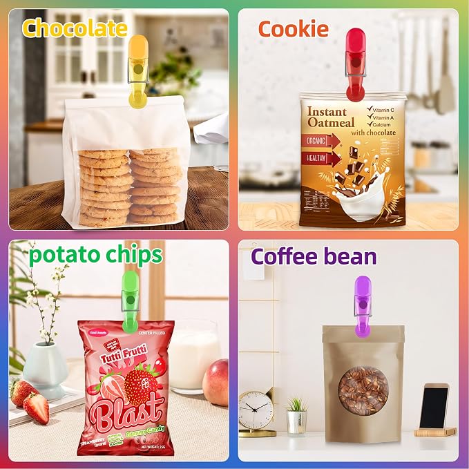 12 Pack Chip Bag Clips, Foods Snacks Bag Clamps Sealing Bar, Refrigerator - Image 8