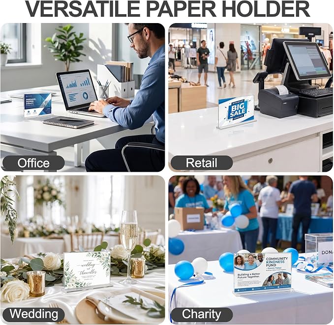 Daofary Acrylic Sign Holder 4 x 6 Horizontal, 12 Pack Double-Sided Stand up - Image 6
