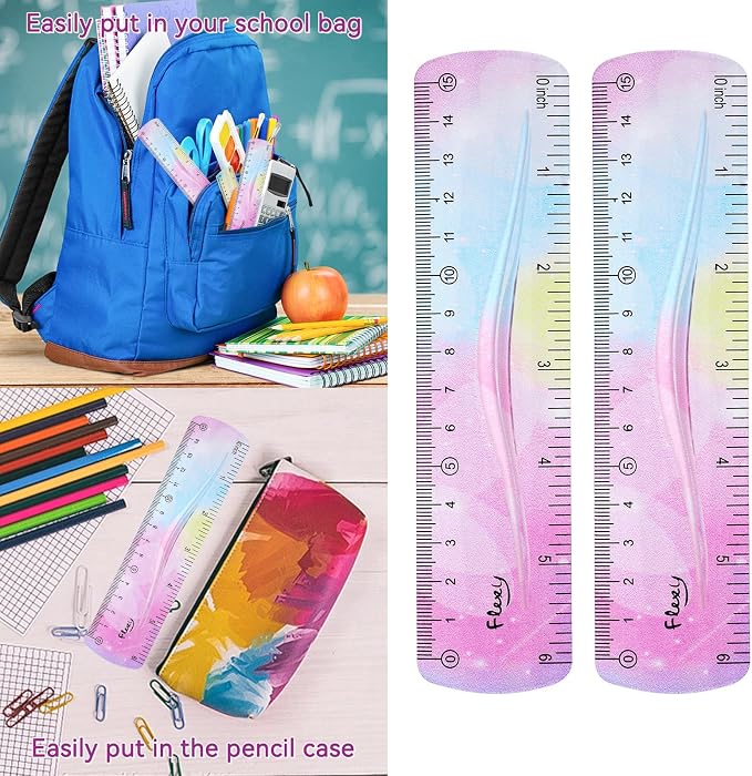 Grevosea 2-Piece Flexible Ruler, 15cm/6inch Plastic Shatterproof Straight Edge - Image 6