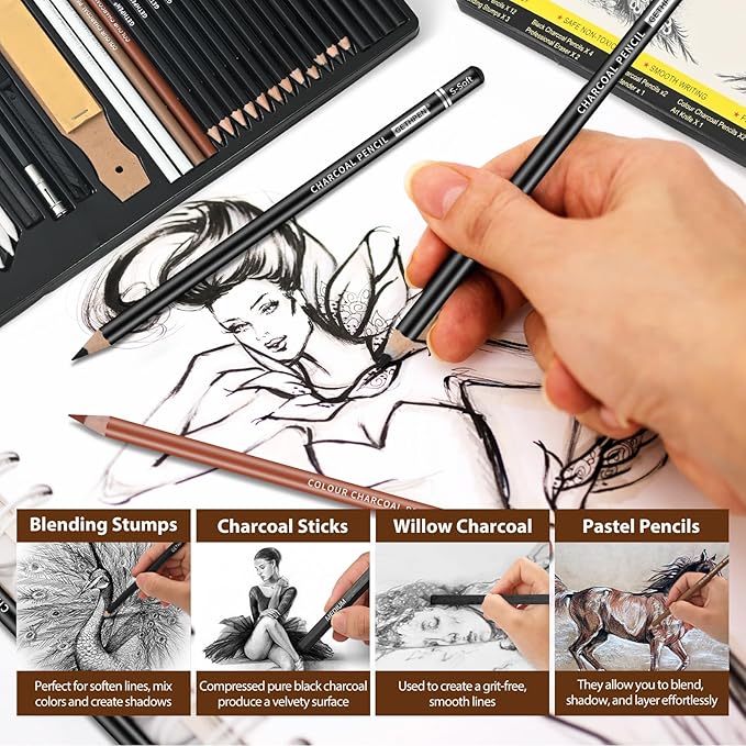 GETHPEN Sketch Pencils for Drawing, Graphite Pencil, Charcoal Pencil, - Image 5