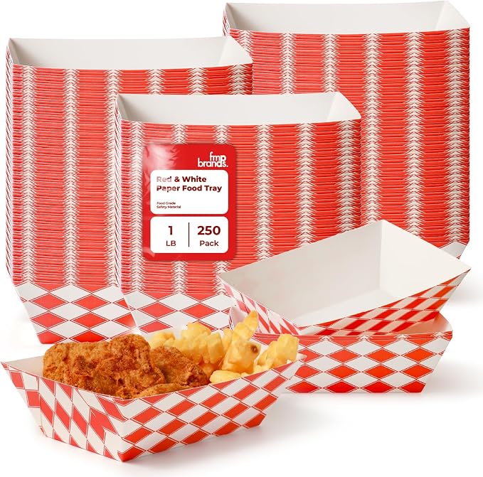 Fit Meal Prep [250 Pack 1 lb Paper Food Boats Heavy Duty Disposable Food Trays by FMPBRANDS