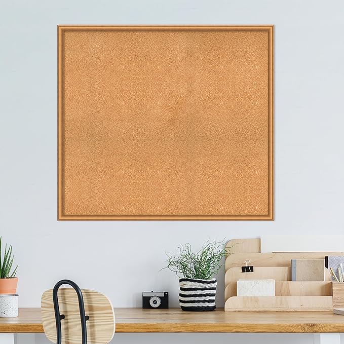 Amanti Art Natural Cork Board for Wall, 38x42 Vision Board with Bronze Frame, Oversize Corkboard Office Decor for Home Organization, Casual Corkboard Pinboard to Display Items for Home Organization-DeskLoop Office