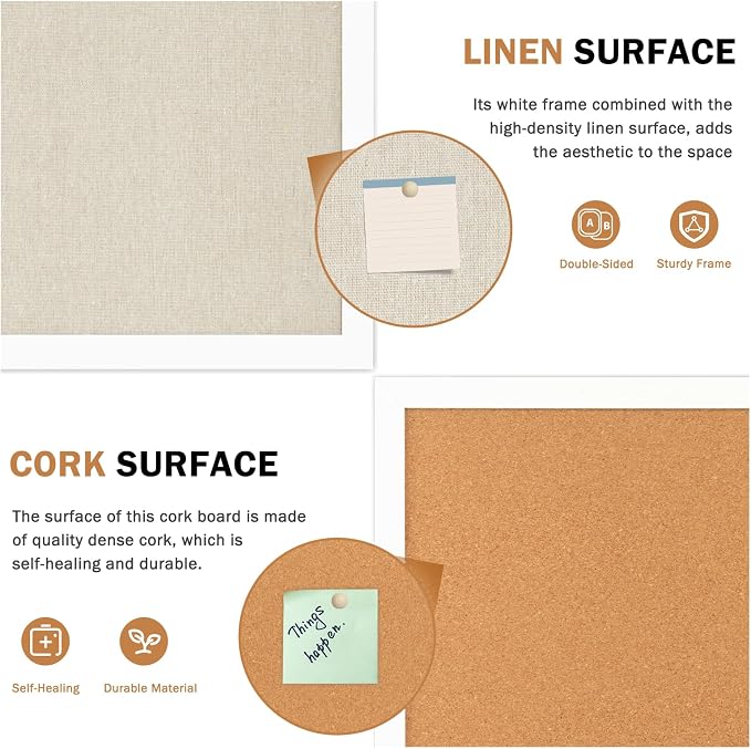 Double-Sided Wood Framed Cork Board - Image 4