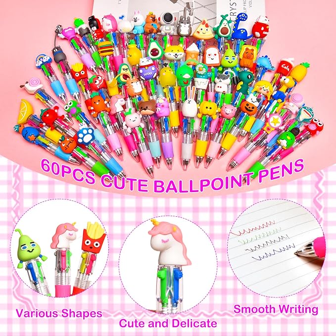 60Pcs Mini Multicolor Pens in One 4-in-1, Cute Pens Bulk - Image 6