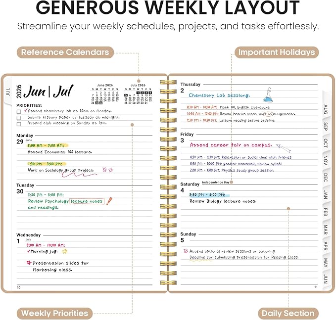 Planner 2026-2027, 8.5" x 11" Weekly and Monthly Academic Year Planner Calendar - Image 3