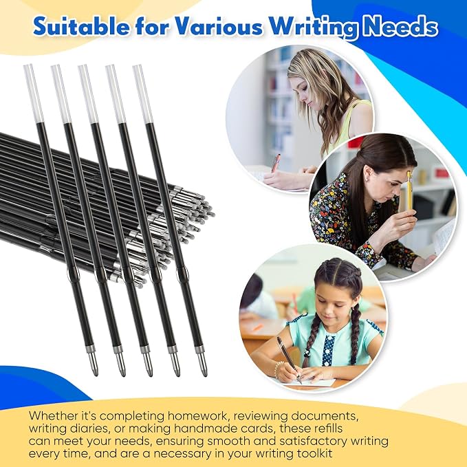 Zonon 100 Pcs 3.85 Inch Retractable Ballpoint Pen Refills Bulk - Image 7