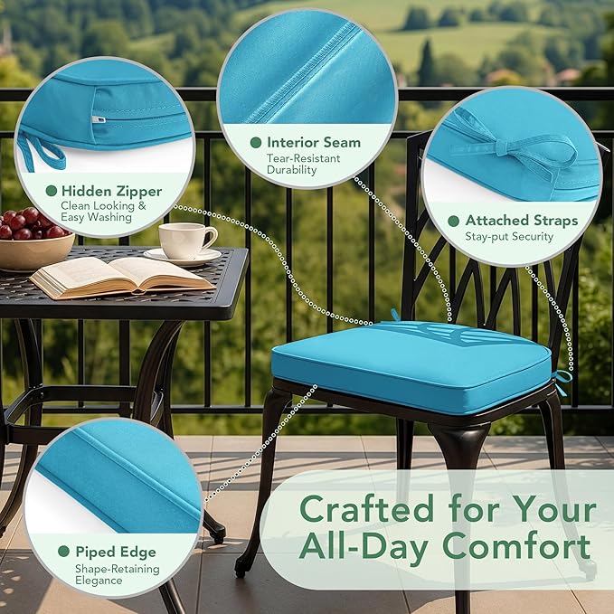 Outdoor Chair Cushions Set of 2: Waterproof & Fade Resistant Patio Furniture - Image 4