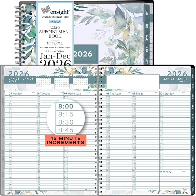 Ensight 2026 Appointment Book and Planner 8.5" x 11" Large Hourly Weekly Daily by ensight