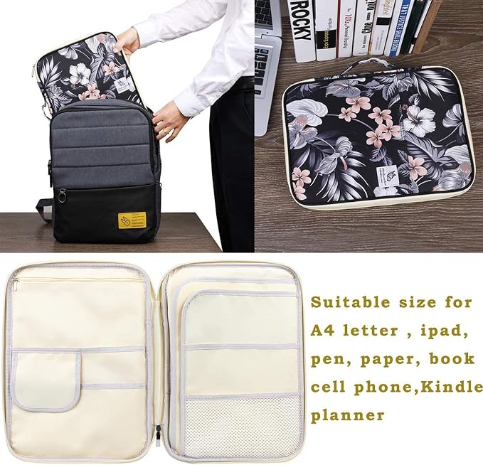 JAKAGO A4 Travel Portfolio Multifunctional Document Organizer Zippered Case - Image 5