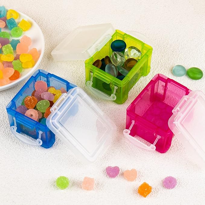Framendino, 8 Pack Translucent Small Plastic Boxes Mini Desktop Storage Box - Image 4