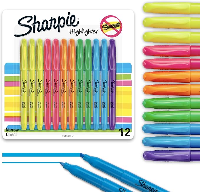 Sharpie Pocket Highlighters, Chisel Tip, Quick Dry, Note-Taking, Student & by Unknown