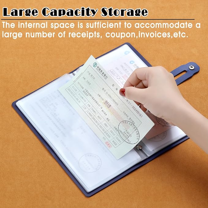 Leather Receipt Organizer, Portable Receipt Holder - Image 5