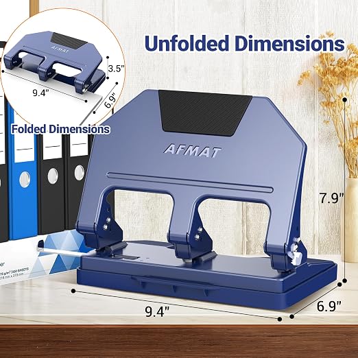 AFMAT 3 Hole Punch, 9/32" Holes, 40-Sheet 3 Hole Puncher - Image 7