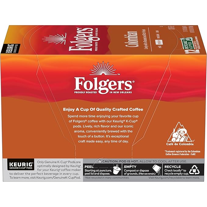 Folgers Colombian Medium Roast Coffee, 12 Keurig K-Cup Pods (Pack of 6)-DeskLoop Office