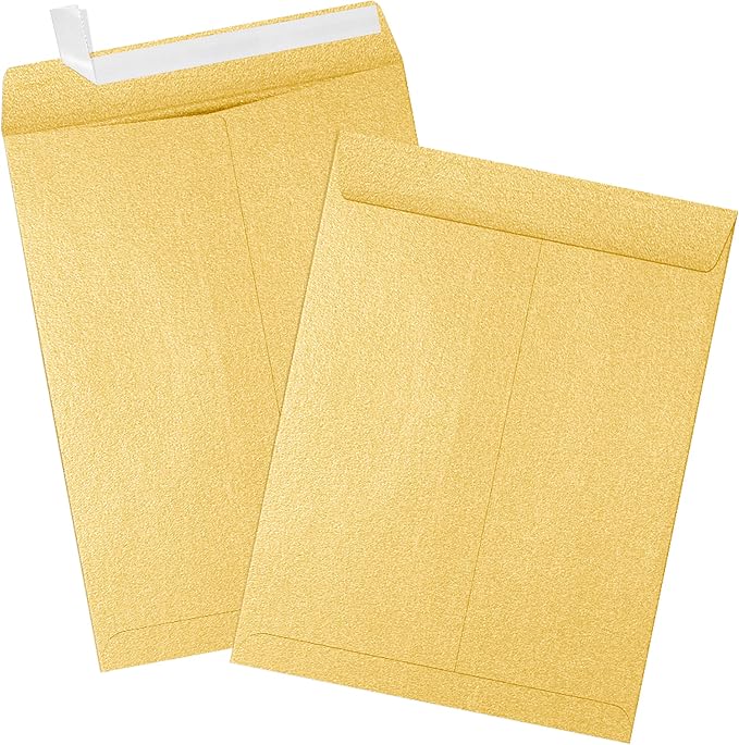 LUXPaper 9 x 12 Open End Envelopes | Peel & Press | Gold Metallic | 80lb. Text - Image 3