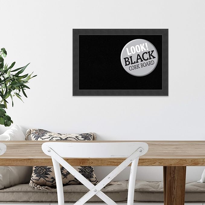 Amanti Art Black Cork Board for Wall, 14x20 Vision Board with Black Wood Frame, Small Corkboard Office Decor for Home Organization, Modern Contemporary Corkboard Pinboard to display items for home-DeskLoop Office