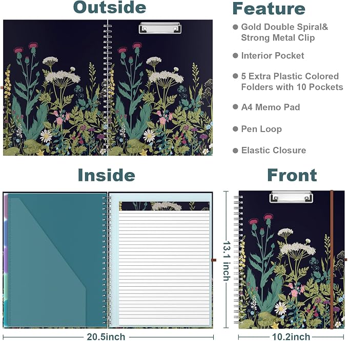 Hongri Clipboard Folio with Refillable Lined Notepad, 8.5 x 11 Folders with - Image 3