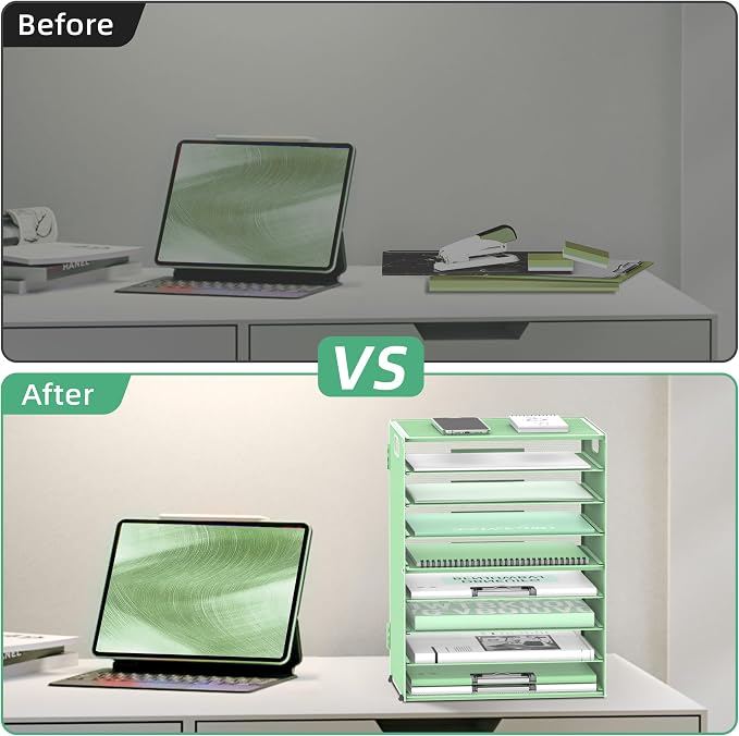 DALTACK 9-Tier Paper Organizer for Desk, Mesh Letter Tray Desk Organizer - Image 6