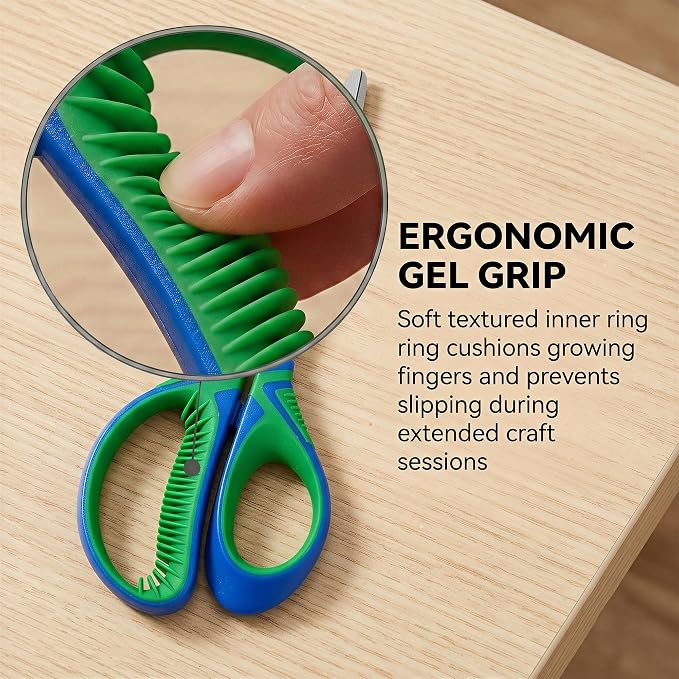 6" Kids Scissors Ages 5-8 School, Soft Comfort Grip, 3 Pack | - Image 2
