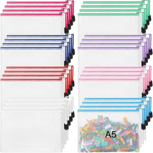 Jetec 32 Pcs Mesh Zipper Bags Toy Storage Bikini Organizer Bag Bolsas Para Guardar Trajes De Baño Waterproof Zipper Reusable Pouch Puzzle Multipurpose for Storage Office(Classic Color,9 x 7 Inch)-DeskLoop Office