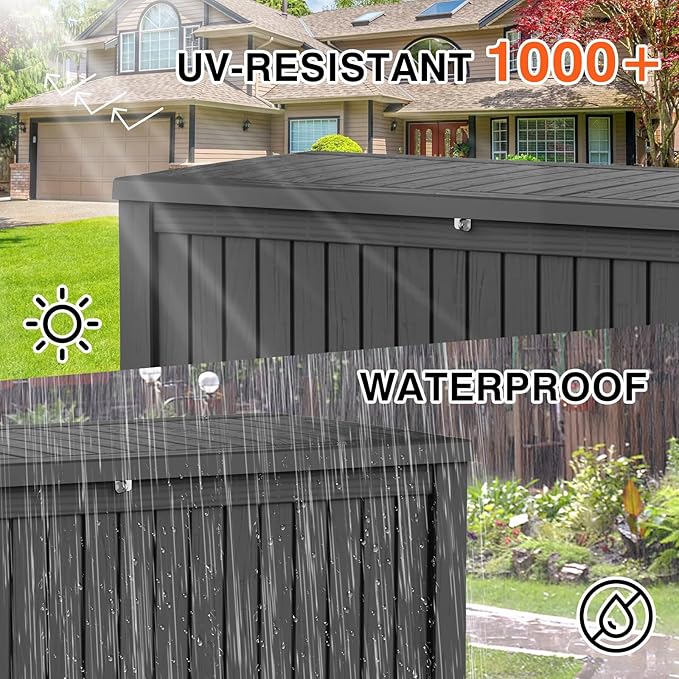 270 Gallon Outdoor Storage Box Waterproof Lockable Resin Deck Box Large, Patio Storage Bin for Pool Accessories Cushion Furniture, Garden Tools, UV-Resistant Outside Delivery Black-DeskLoop Office