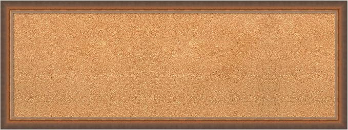 Amanti Art Natural Cork Board for Wall, 14x38 Vision Board with Bronze Frame, Medium Corkboard Office Decor for Home Organization, Modern Corkboard Pinboard to Display Items for Home Organization in-DeskLoop Office
