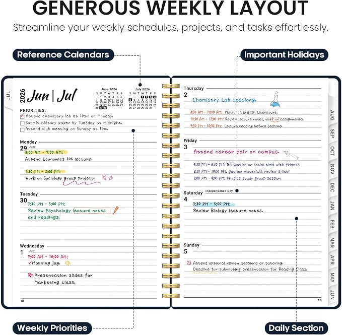 Planner 2026-2027, Academic Year Monthly and Weekly Calendar Planner, Jul 2026 - Image 3