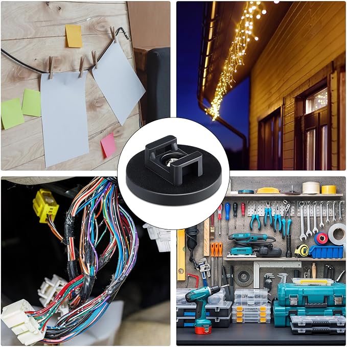 Yookeer 20 Pcs Magnetic Zip Tie Mount Base Black Magnetic Cable Clips Wire - Image 6