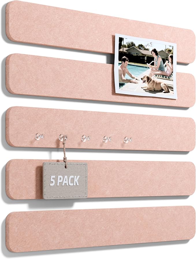 Fluxynara Cork Board Alternative Felt Strip Board 5-Pack 13"x2", Office Pin by FLUXYNARA
