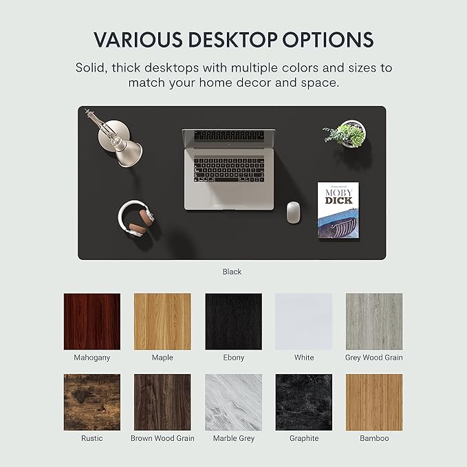 FLEXISPOT EN1 One-Piece Standing Desk, 40 x 24 Inches Large Height Adjustable Desk, Electric Sit Stand Desk Home Office Table Computer Workstation (White Frame + Black Desktop, 2 Packages)-DeskLoop Office
