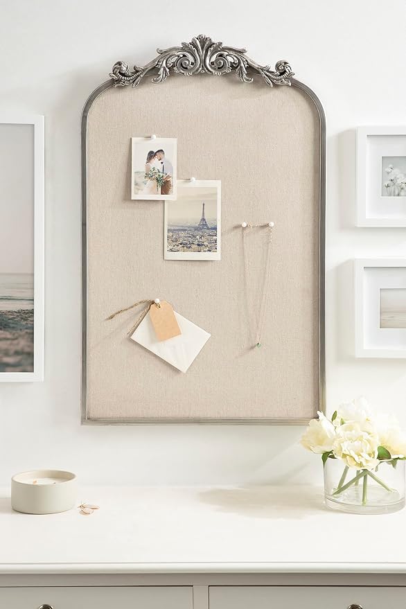 Kate and Laurel Arendahl Arch Pinboard; Silver; 19 x 31; Framed Arched Ornate - Image 5
