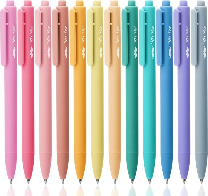 Mr. Pen- Retractable Gel Pens, 12 Pack, Fast Dry, Smooth Writing, Cute Pens by MrPen
