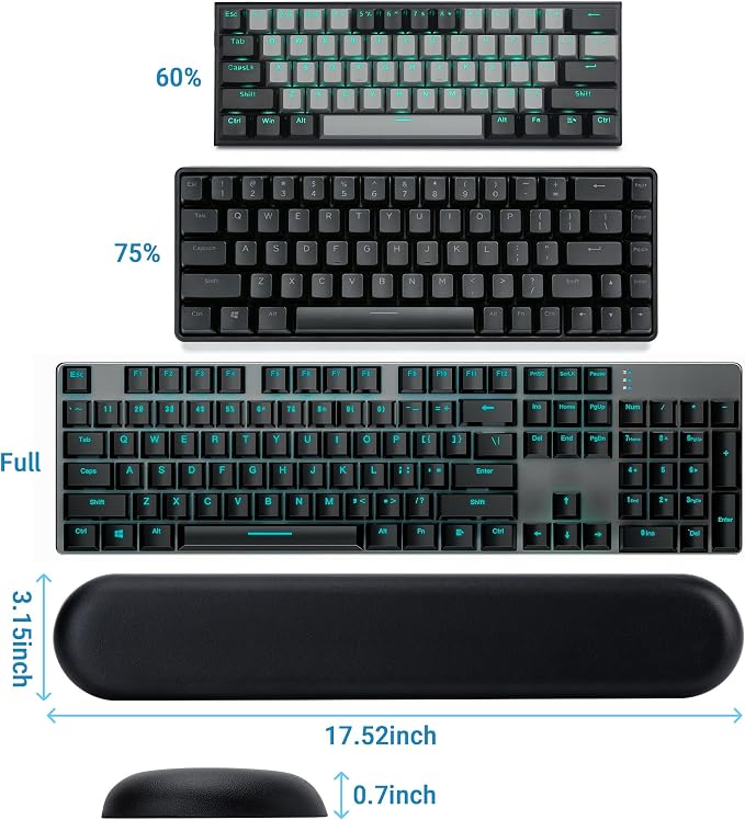 PU Leather Keyboard Wrist Rest, Ergonomic Memory Foam Wrist Support - Image 4