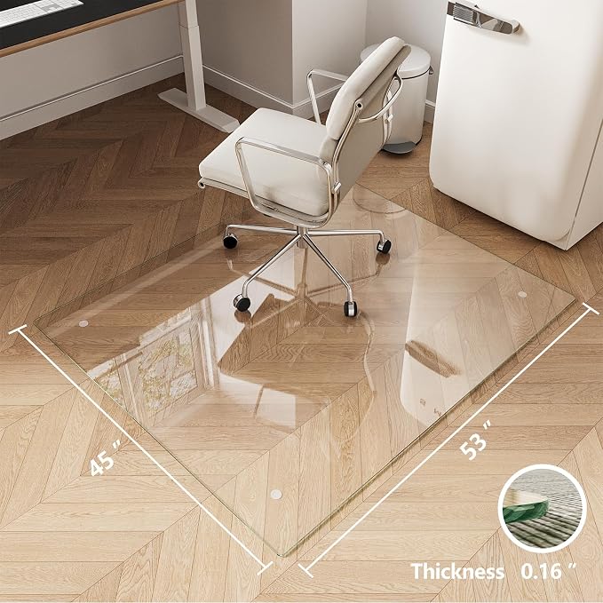 Koonmi Chair Mat for Carpet, Tempered Glass 45"x53" Office Chair Mat, Glass - Image 7