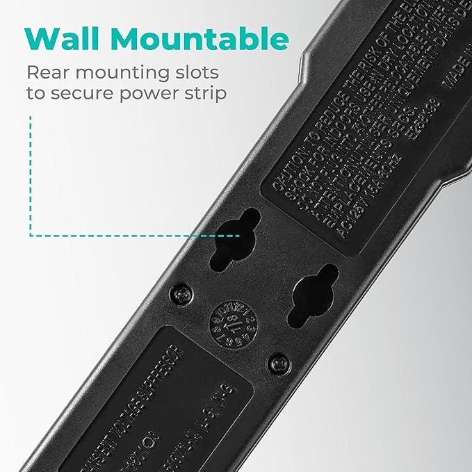 KMC 6-Outlet Surge Protector Power Strip 2-Pack, 900 Joules, 4-Foot Extension Cord, Overload Protection, Black-DeskLoop Office