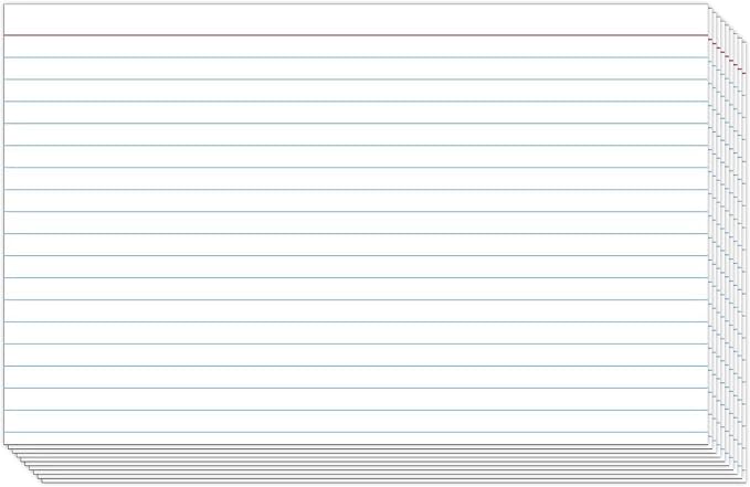 Ruled Index Cards, On 100lb. Heavyweight Thick White Cover Stock. "100 per pack" by SSuperfinePrinting