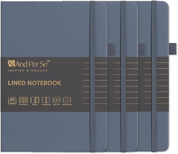 &And Per Se Lined Notebooks 3-Pack Gift Set, A5 Hardcover Journals, 160 Pages by AndPerSe
